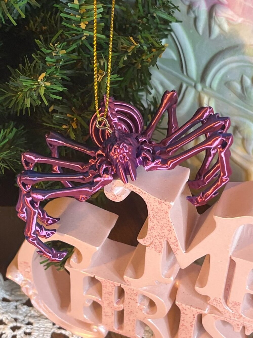 Purple & Blue Tarantula Spider Christmas Tree Ornaments Unusual Christmas Sb